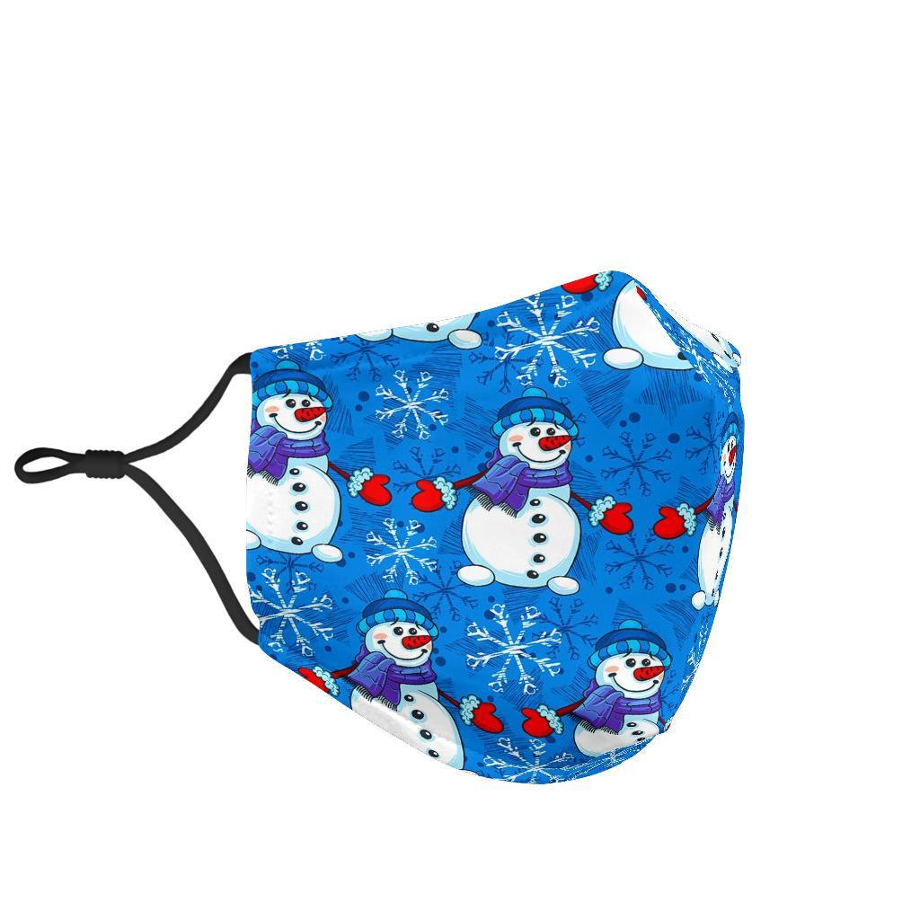 Snowman Snowflake Pattern Print Face Mask-grizzshop