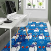 Snowman Snowflake Pattern Print Floor Mat-grizzshop