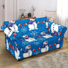 Snowman Snowflake Pattern Print Loveseat Cover-grizzshop