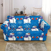 Snowman Snowflake Pattern Print Loveseat Cover-grizzshop