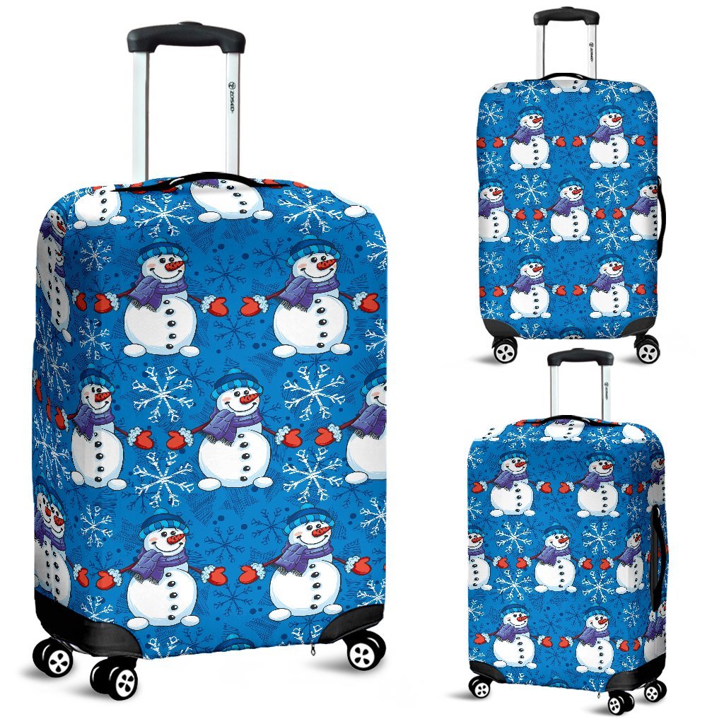 Snowman Snowflake Pattern Print Luggage Cover Protector-grizzshop