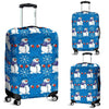 Snowman Snowflake Pattern Print Luggage Cover Protector-grizzshop