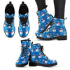 Snowman Snowflake Pattern Print Men Women Leather Boots-grizzshop