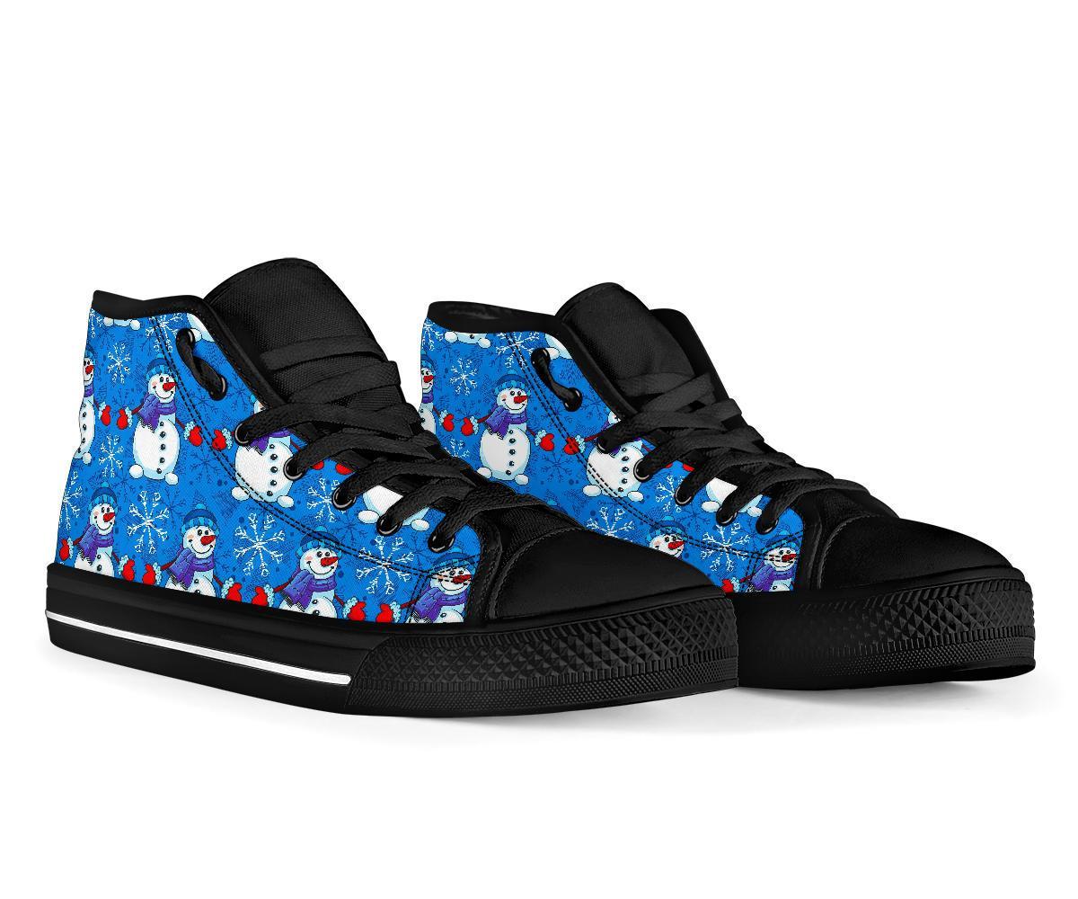 Snowman Snowflake Pattern Print Men Women's High Top Shoes-grizzshop