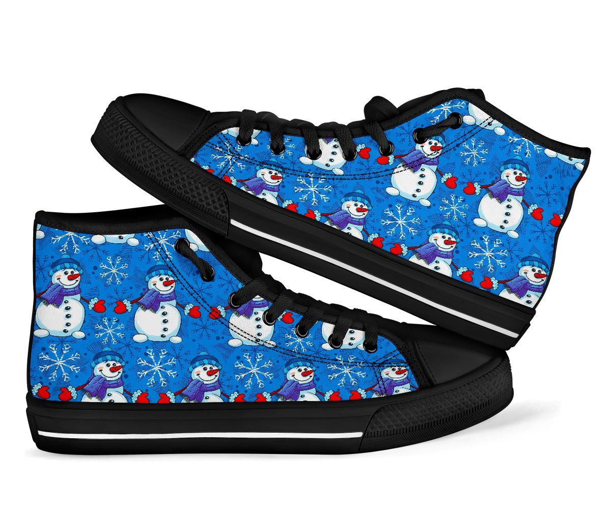Snowman Snowflake Pattern Print Men Women's High Top Shoes-grizzshop