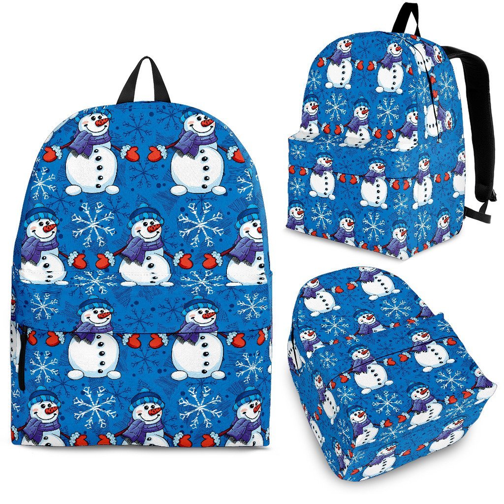 Snowman Snowflake Pattern Print Premium Backpack-grizzshop