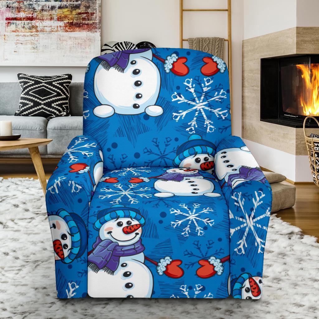 Snowman Snowflake Pattern Print Recliner Cover-grizzshop