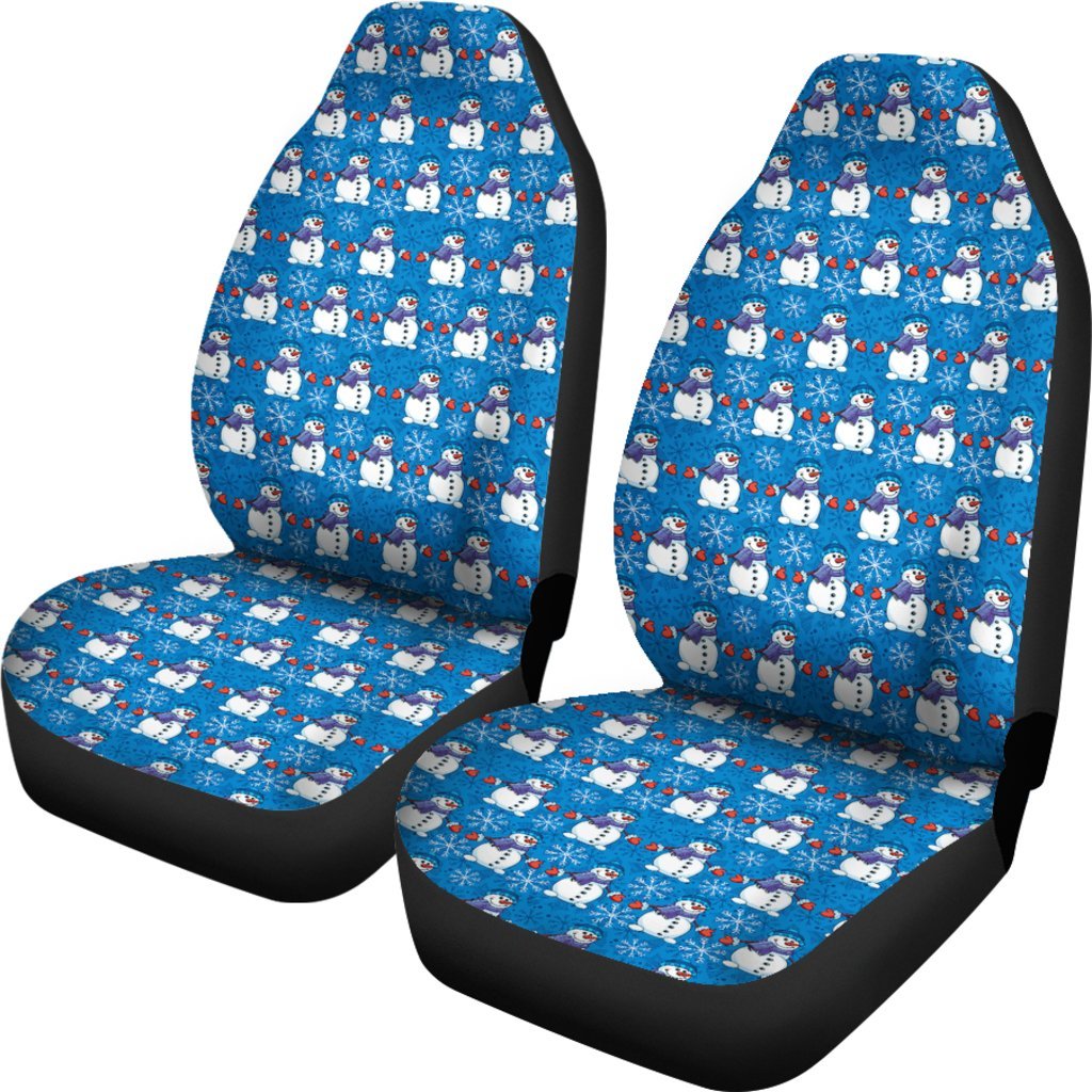 Snowman Snowflake Pattern Print Universal Fit Car Seat Cover-grizzshop