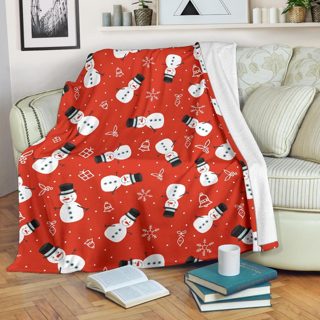 Snowman Snowflake Print Pattern Blanket-grizzshop