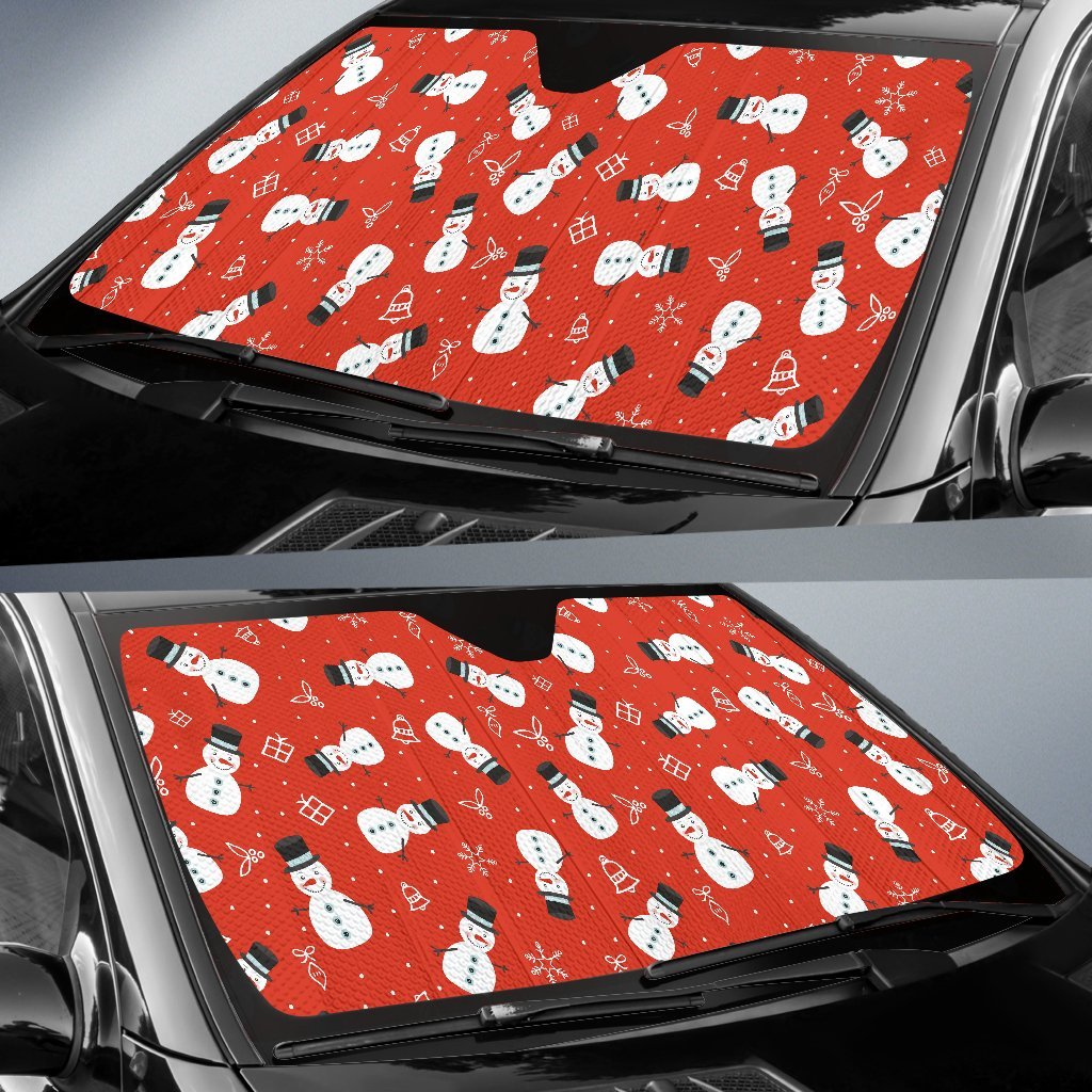 Snowman Snowflake Print Pattern Car Sun Shade-grizzshop