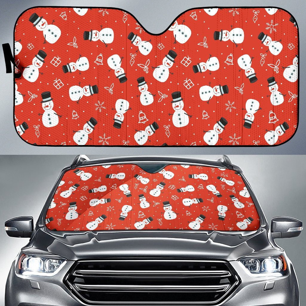 Snowman Snowflake Print Pattern Car Sun Shade-grizzshop