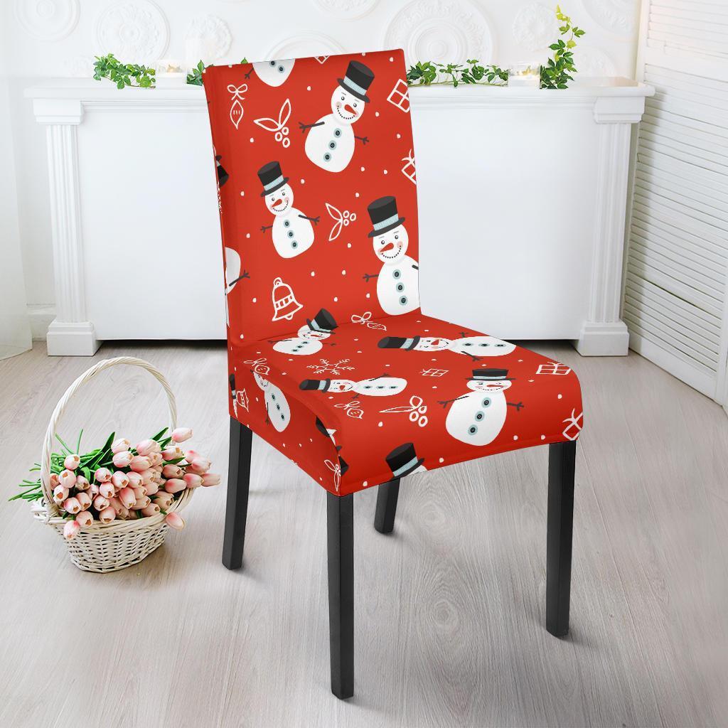 Snowman Snowflake Print Pattern Chair Cover-grizzshop