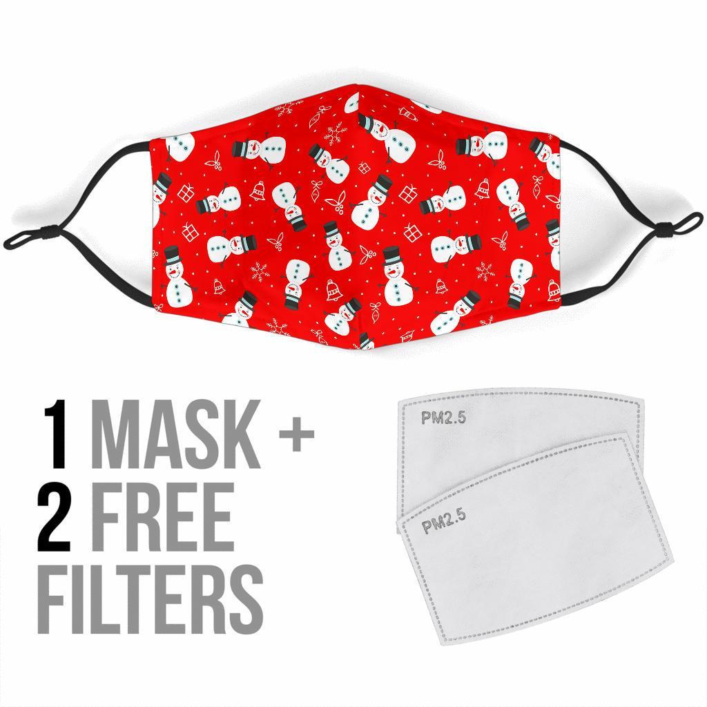 Snowman Snowflake Print Pattern Face Mask-grizzshop