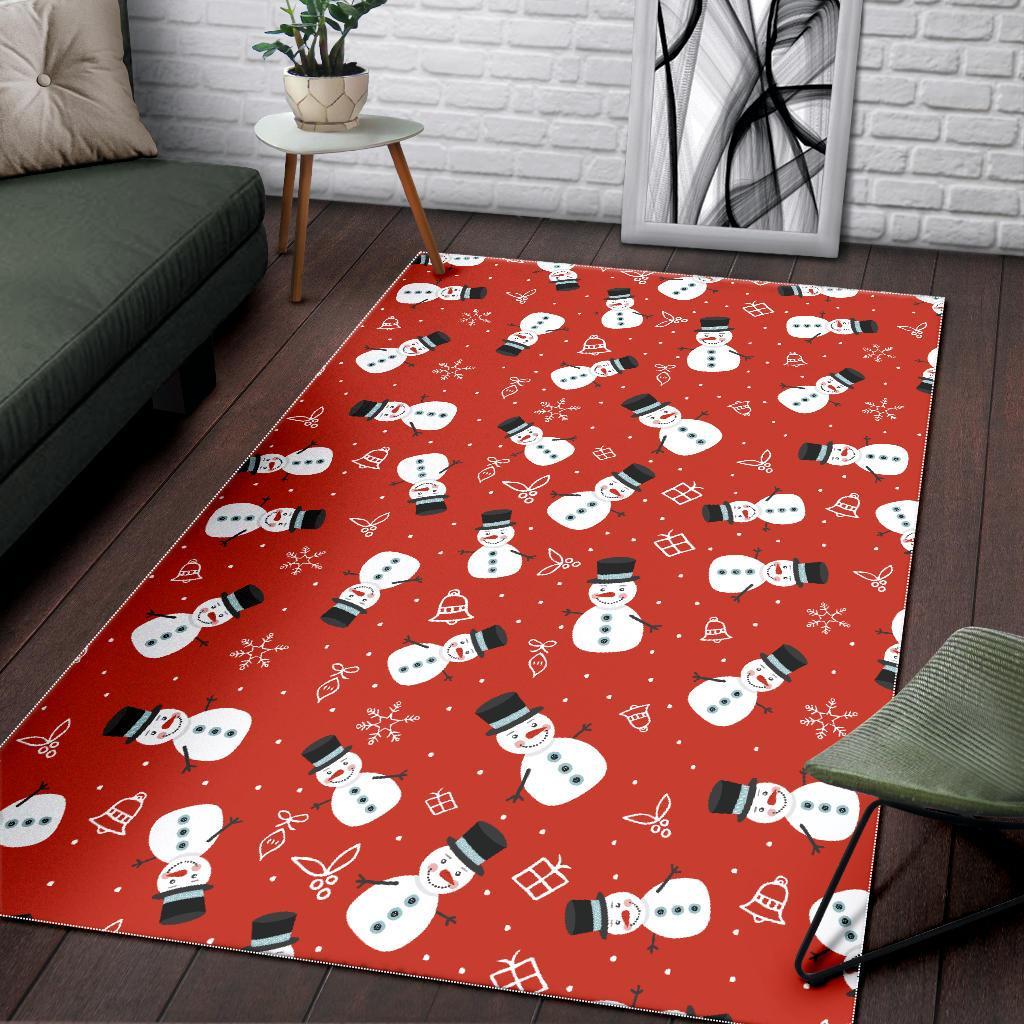 Snowman Snowflake Print Pattern Floor Mat-grizzshop