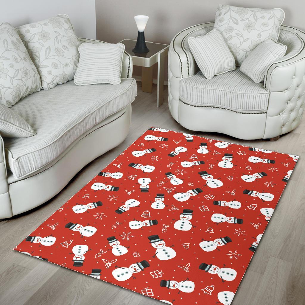 Snowman Snowflake Print Pattern Floor Mat-grizzshop