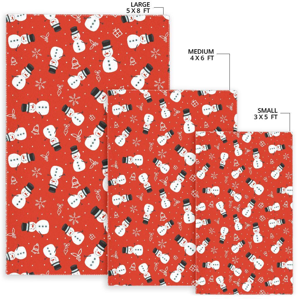 Snowman Snowflake Print Pattern Floor Mat-grizzshop