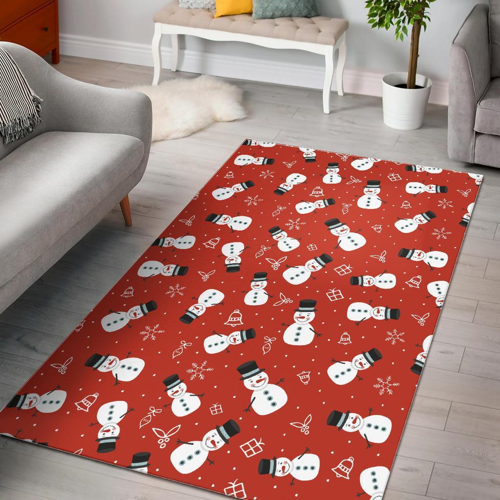 Snowman Snowflake Print Pattern Floor Mat-grizzshop