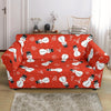 Snowman Snowflake Print Pattern Loveseat Cover-grizzshop