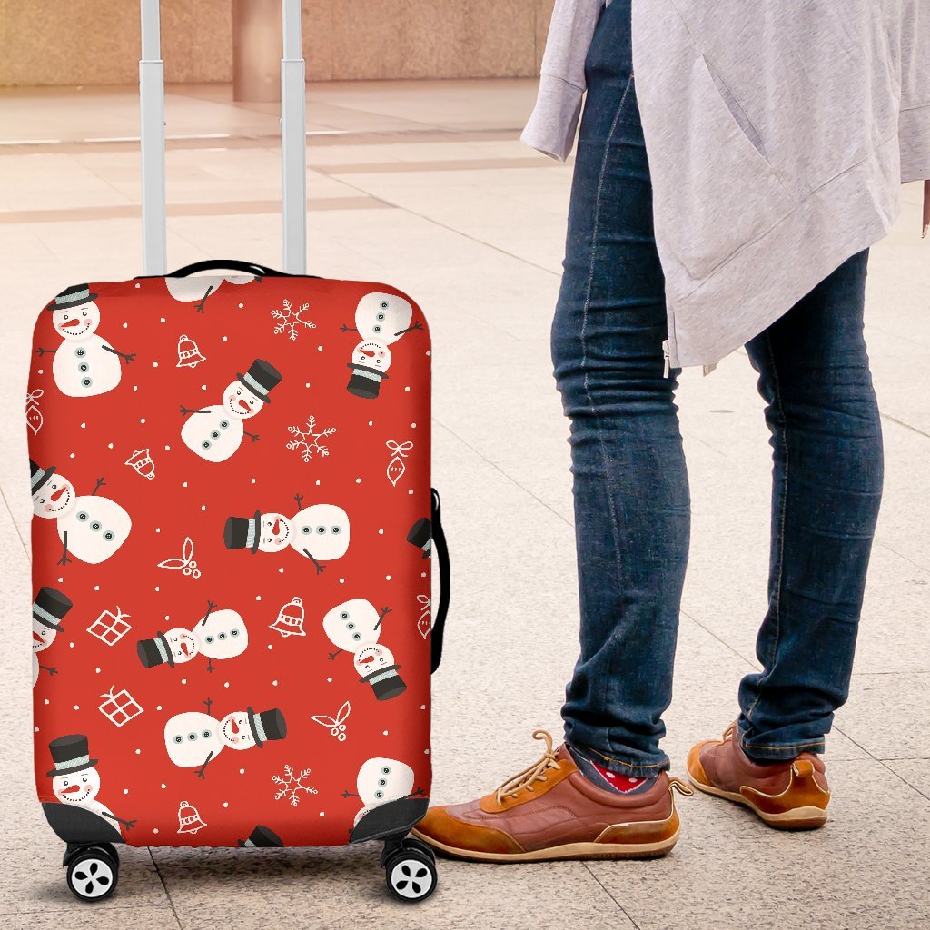 Snowman Snowflake Print Pattern Luggage Cover Protector-grizzshop