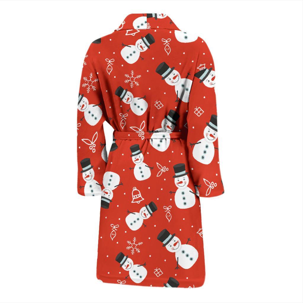 Snowman Snowflake Print Pattern Men Long Robe-grizzshop