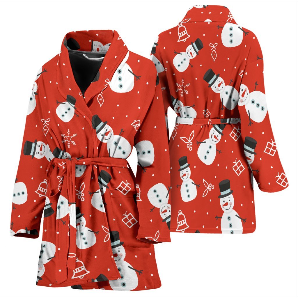 Snowman Snowflake Print Pattern Print Women Long Robe-grizzshop