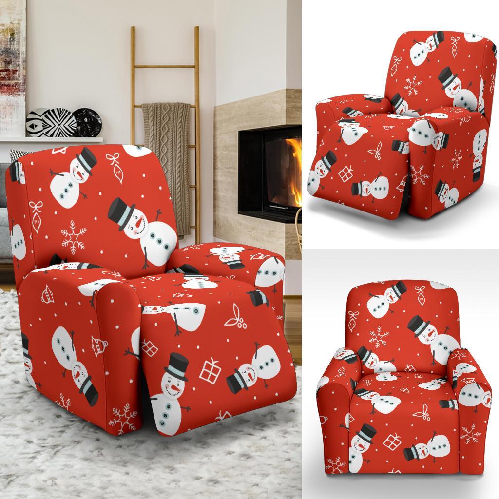 Snowman Snowflake Print Pattern Recliner Cover-grizzshop