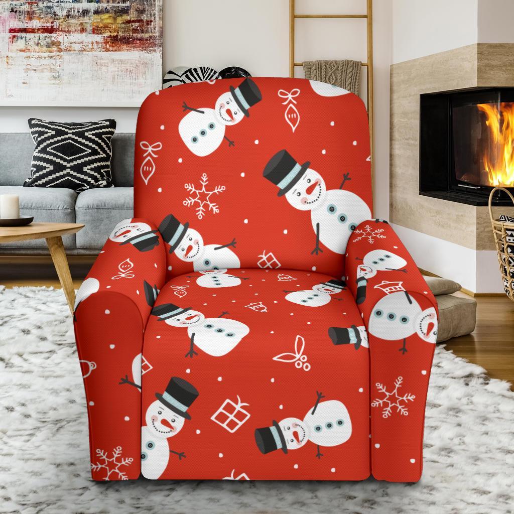 Snowman Snowflake Print Pattern Recliner Cover-grizzshop