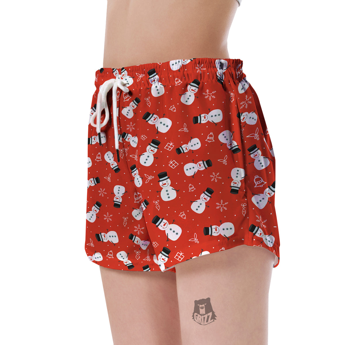 Snowman Snowflake Print Pattern Women's Shorts-grizzshop