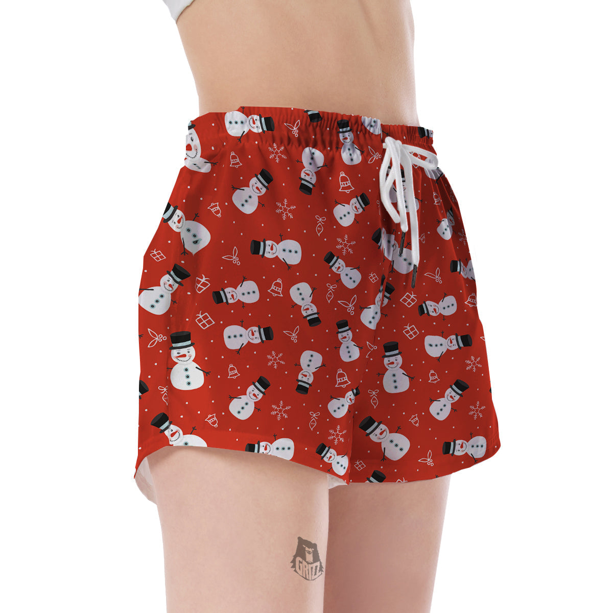 Snowman Snowflake Print Pattern Women's Shorts-grizzshop