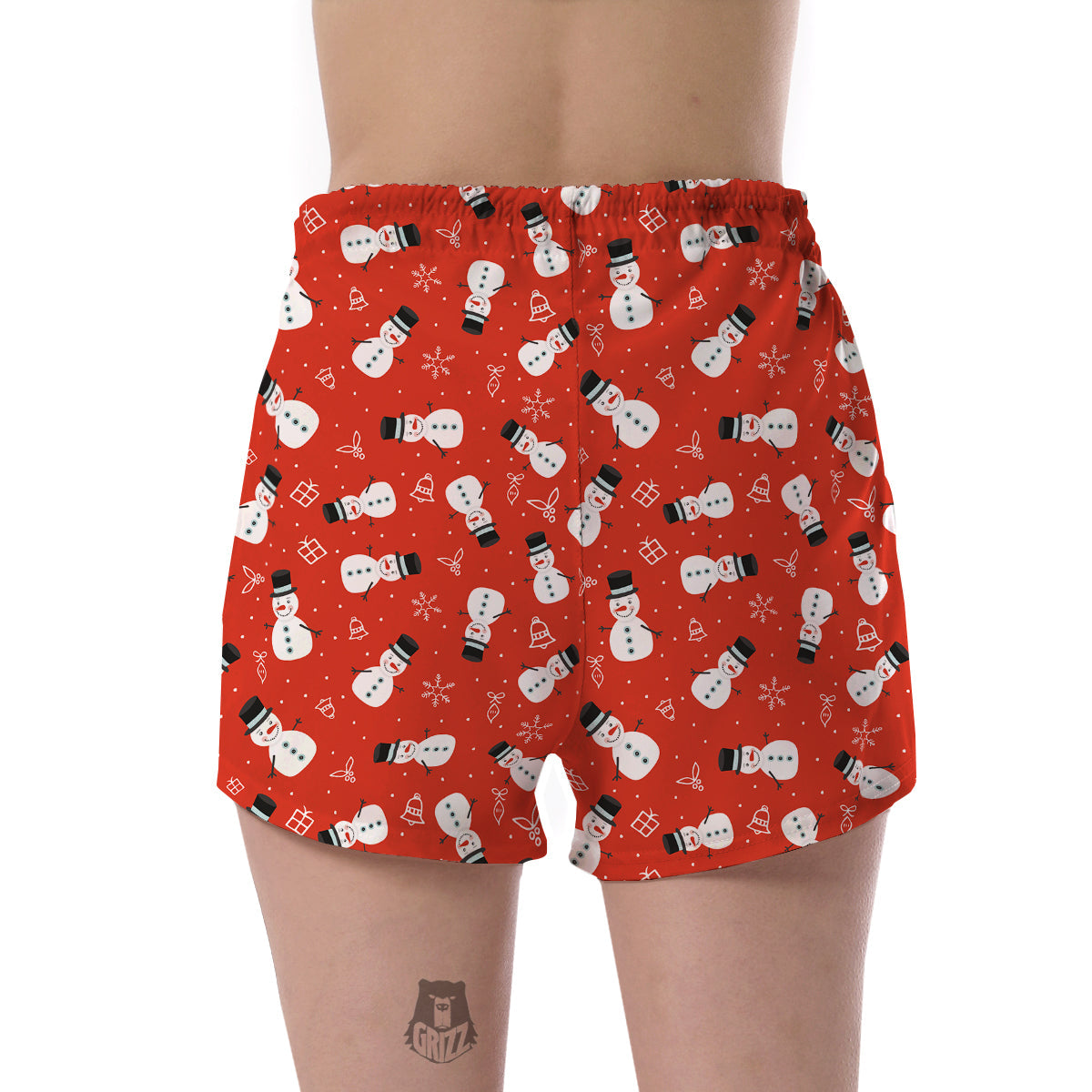 Snowman Snowflake Print Pattern Women's Shorts-grizzshop