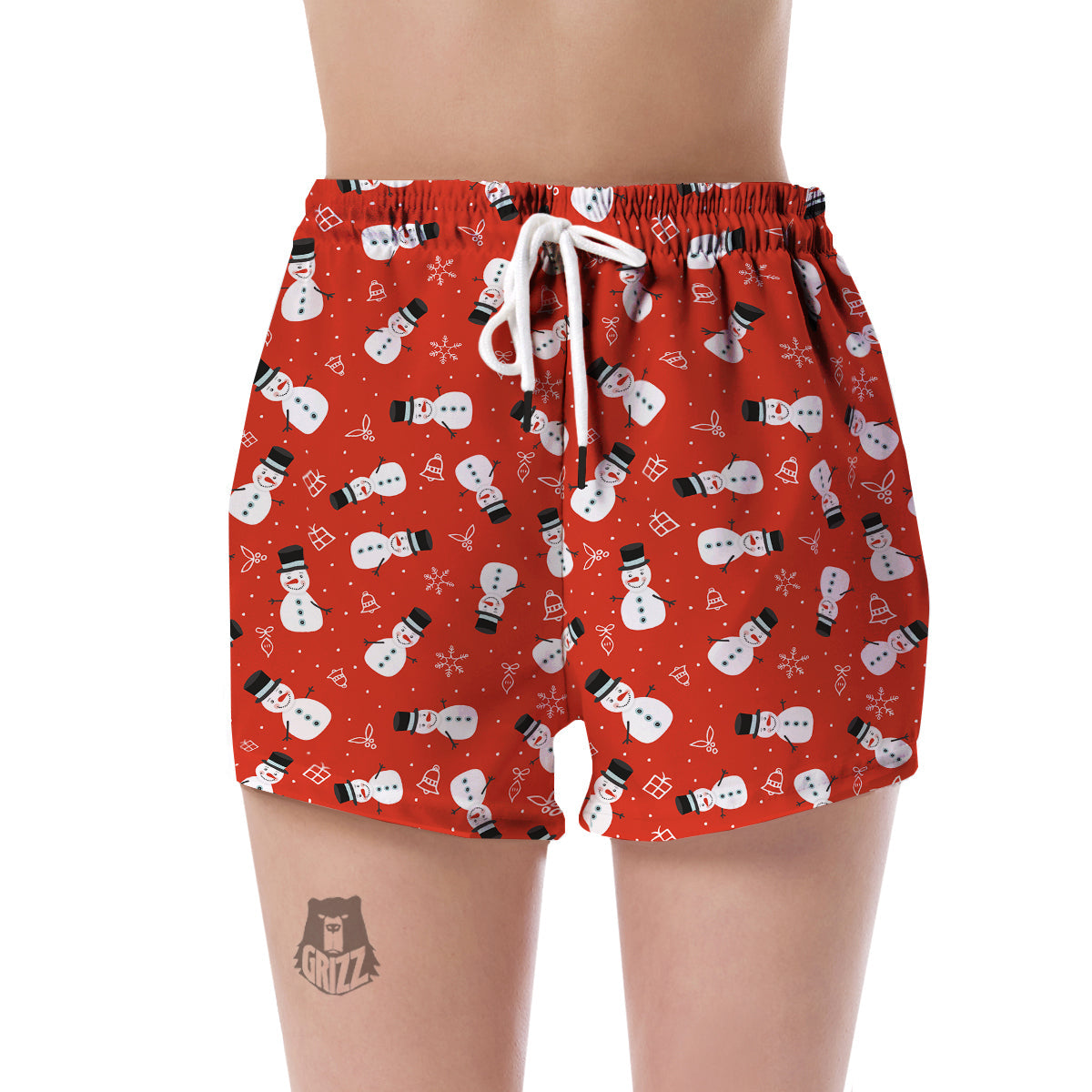 Snowman Snowflake Print Pattern Women's Shorts-grizzshop