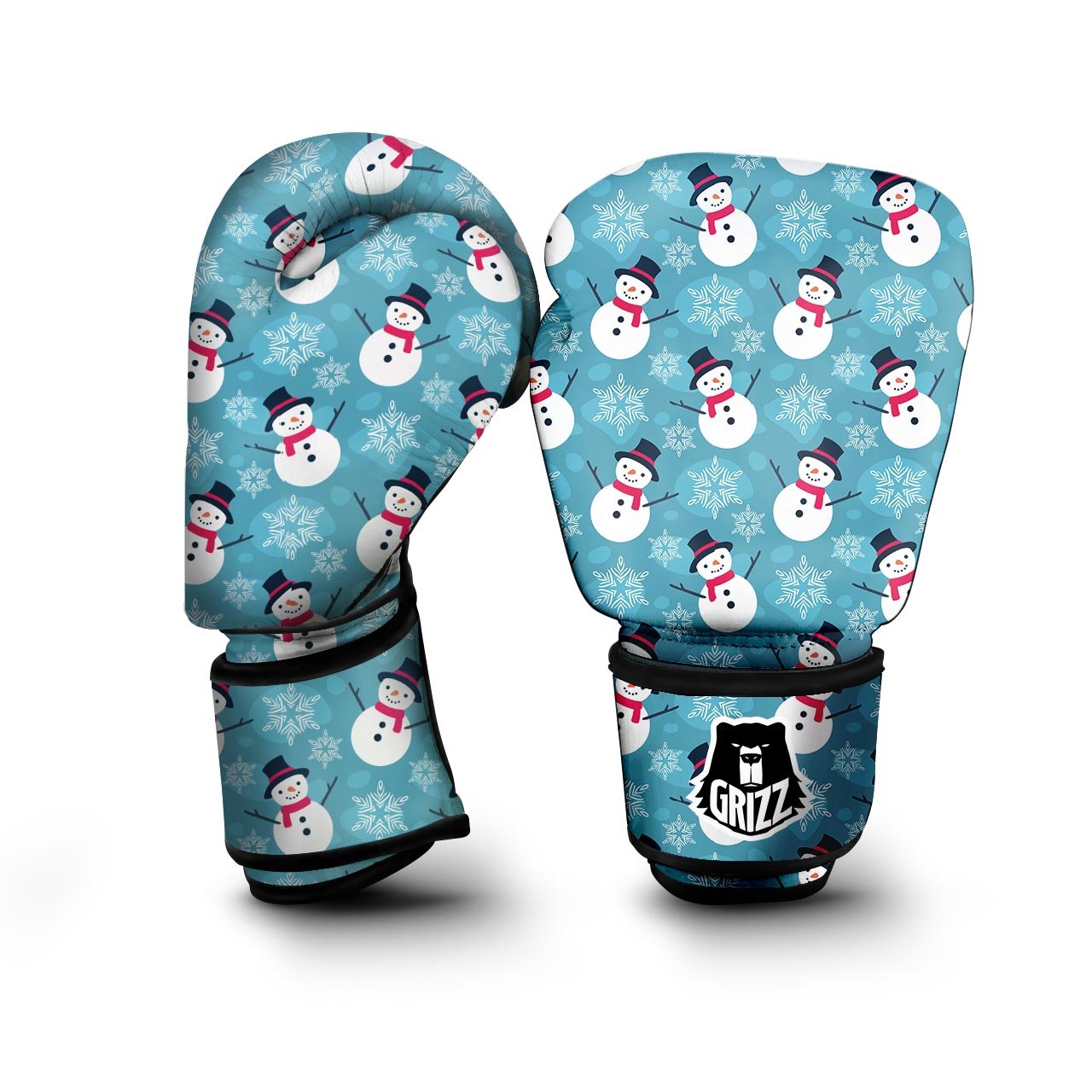 Snowman Teal Print Pattern Boxing Gloves-grizzshop