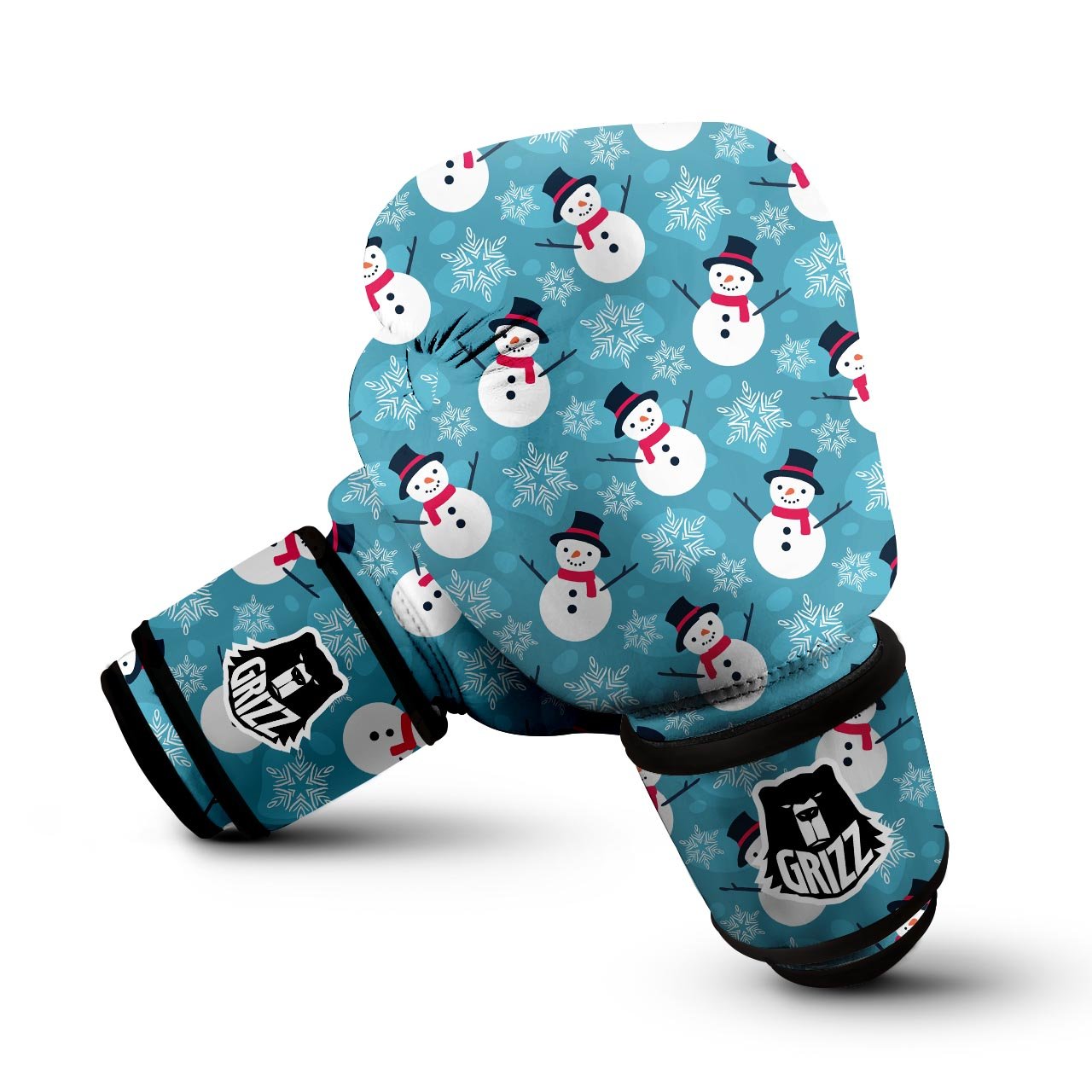 Snowman Teal Print Pattern Boxing Gloves-grizzshop