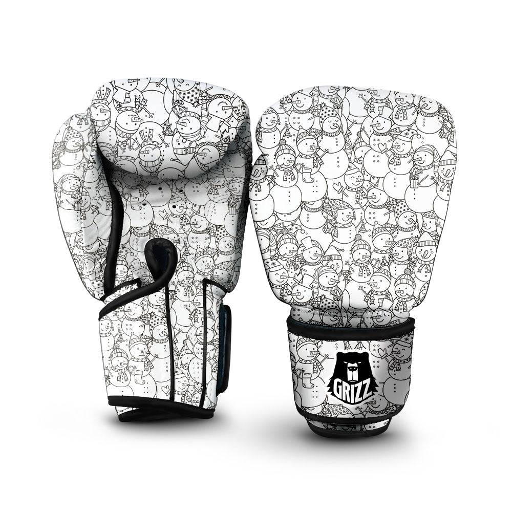 Snowman White And Black Print Pattern Boxing Gloves-grizzshop