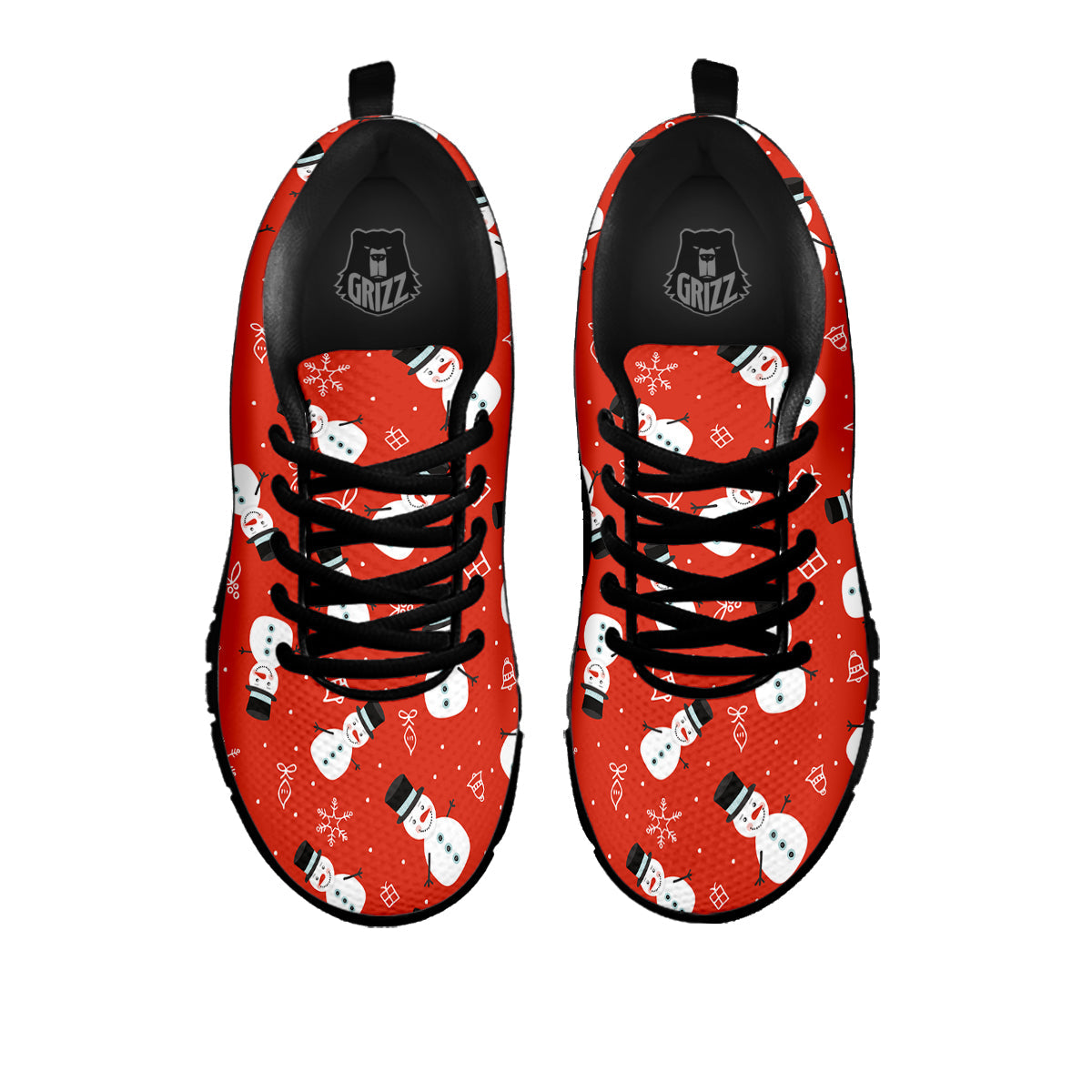 Snowman Xmas Print Pattern Black Sneaker-grizzshop