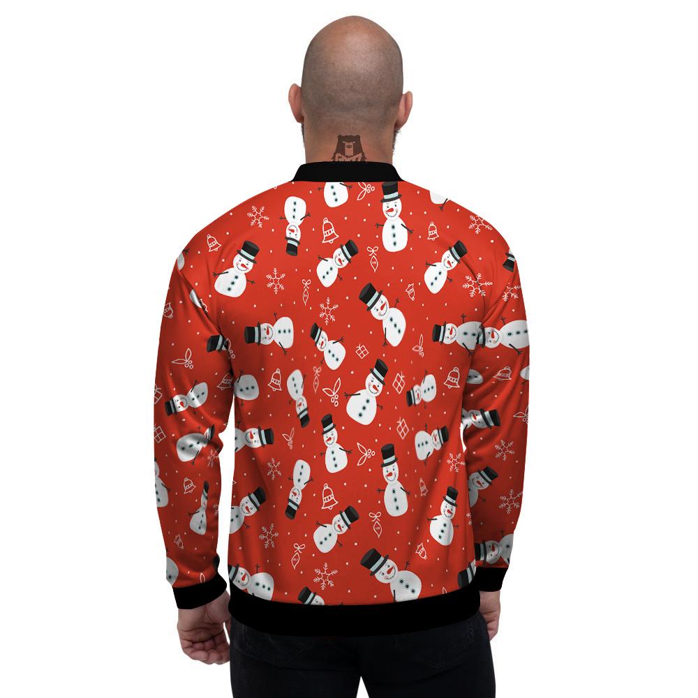 Snowman Xmas Print Pattern Men's Bomber Jacket-grizzshop