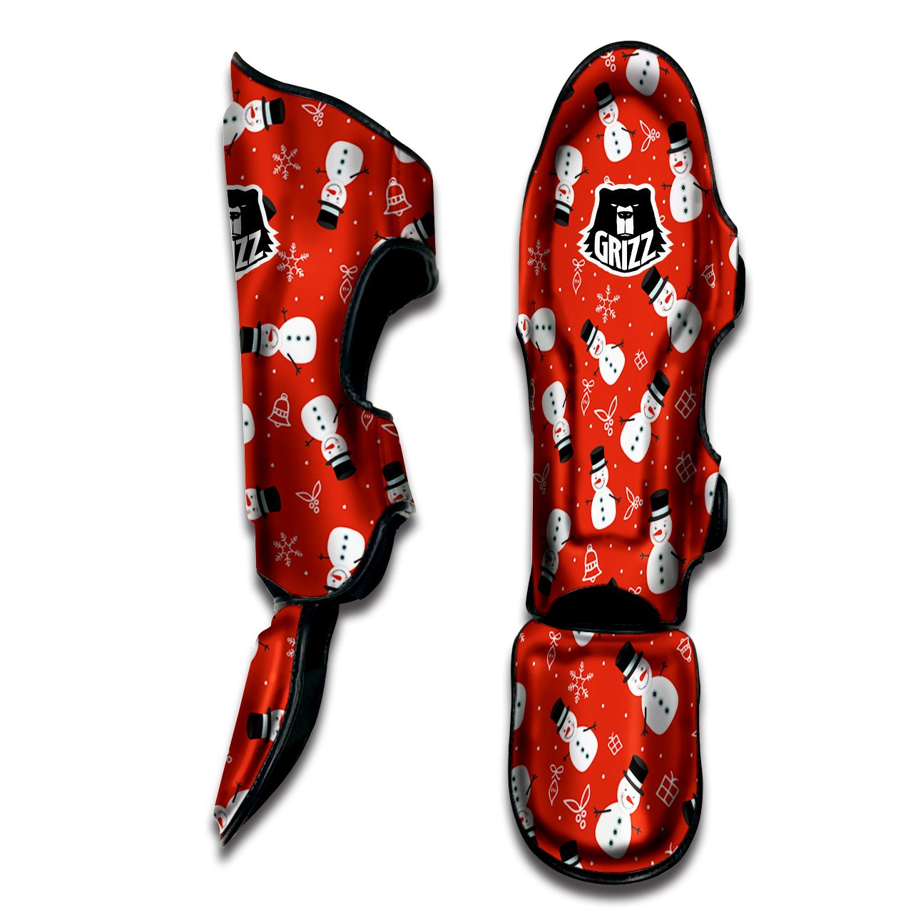 Snowman Xmas Print Pattern Muay Thai Shin Guards-grizzshop