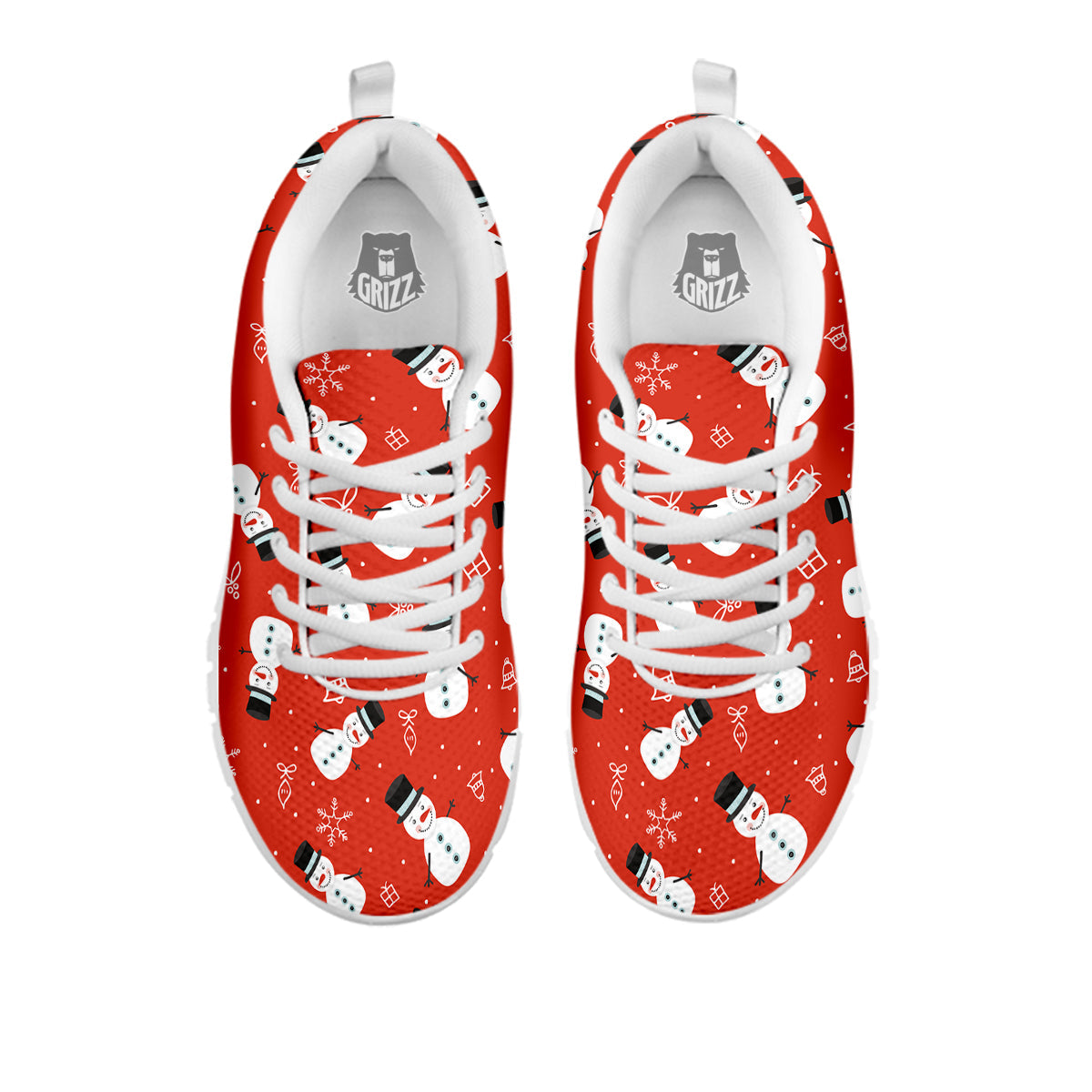 Snowman Xmas Print Pattern White Sneaker-grizzshop