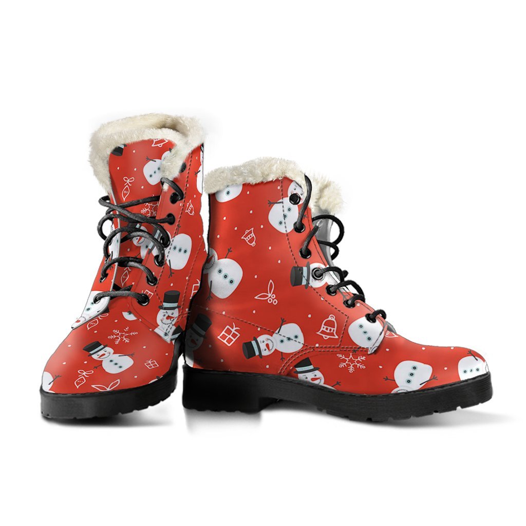 Snowman Snowflake Print Pattern Comfy Winter Boots-grizzshop