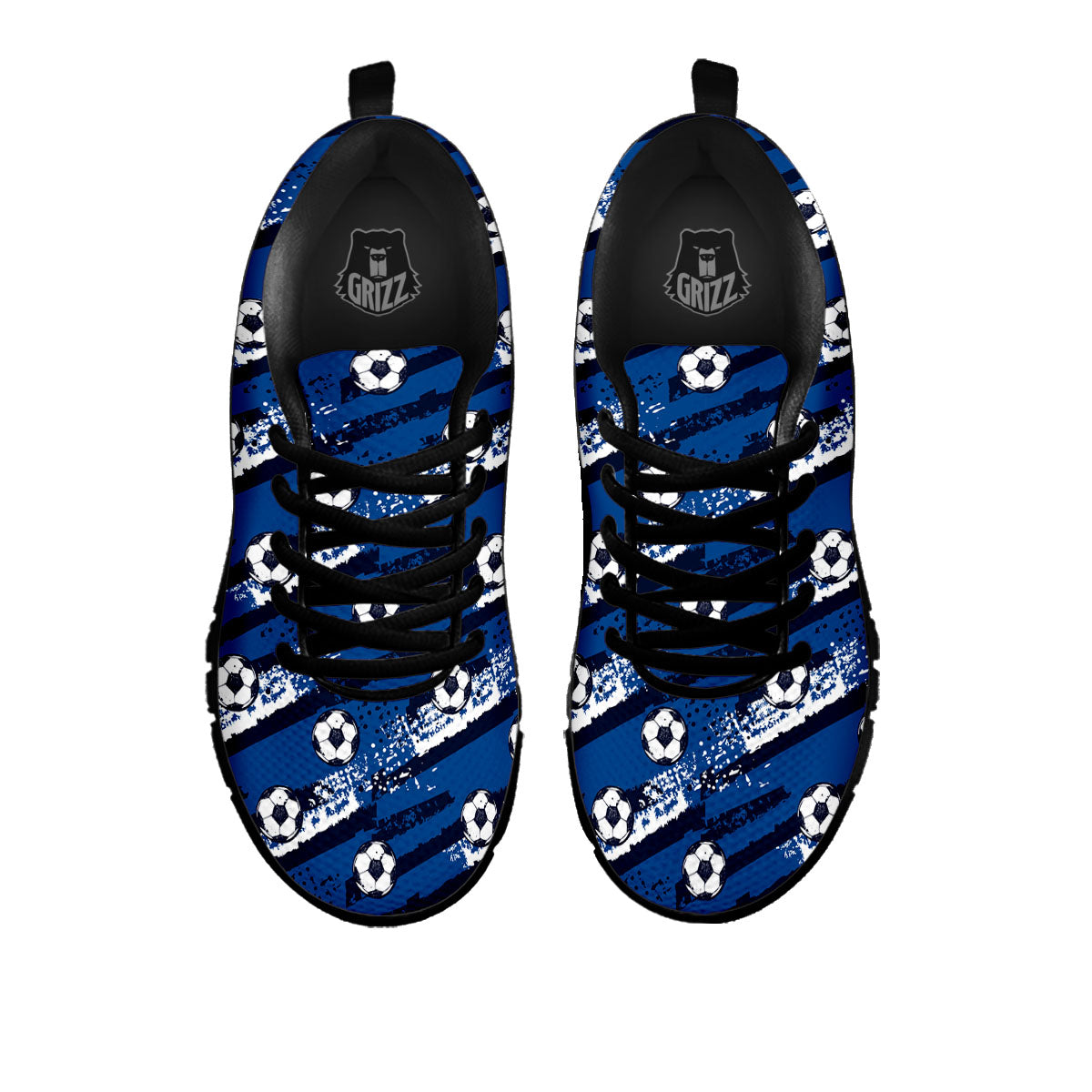 Soccer Ball Blue Print Pattern Black Sneaker-grizzshop