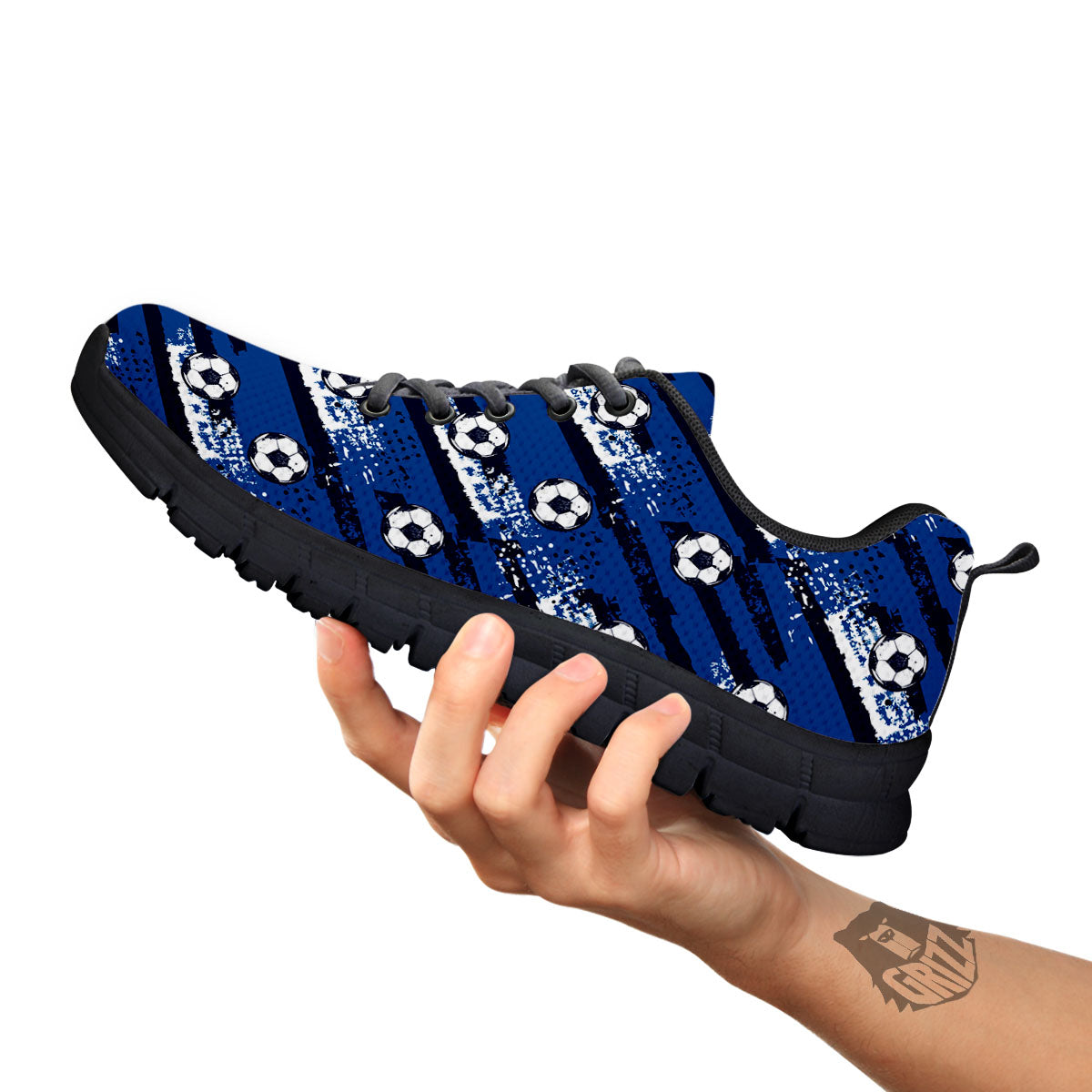 Soccer Ball Blue Print Pattern Black Sneaker-grizzshop