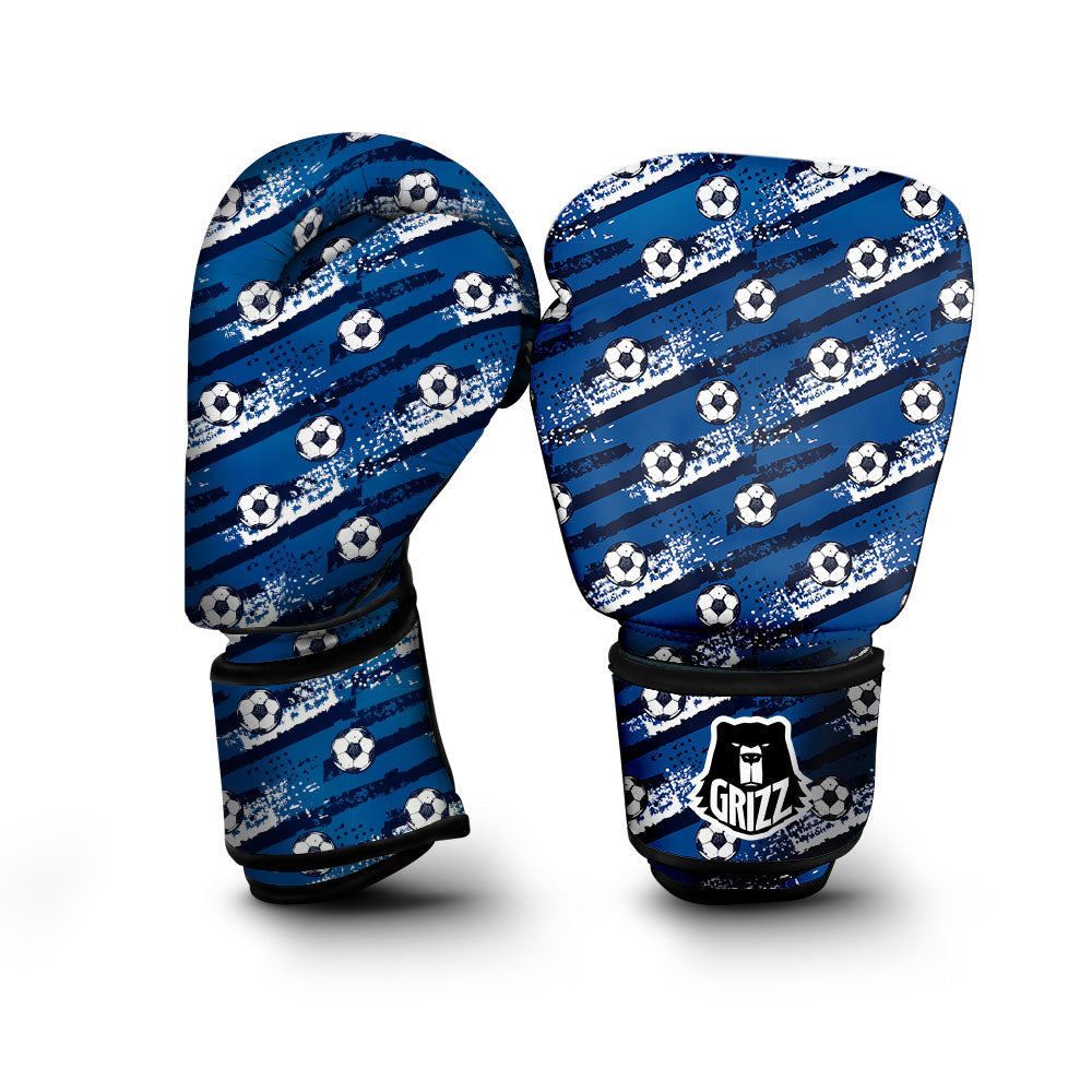 Soccer Ball Blue Print Pattern Boxing Gloves-grizzshop