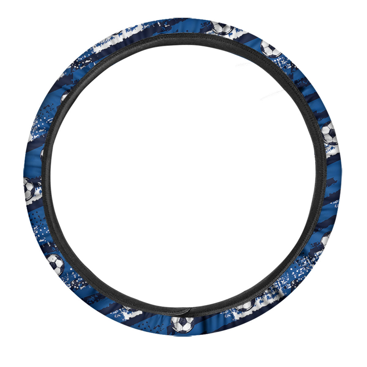 Soccer Ball Blue Print Pattern Car Steering Wheel Cover-grizzshop