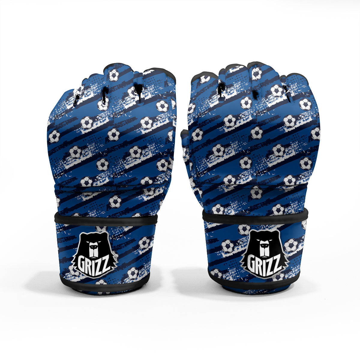 Soccer Ball Blue Print Pattern MMA Gloves-grizzshop