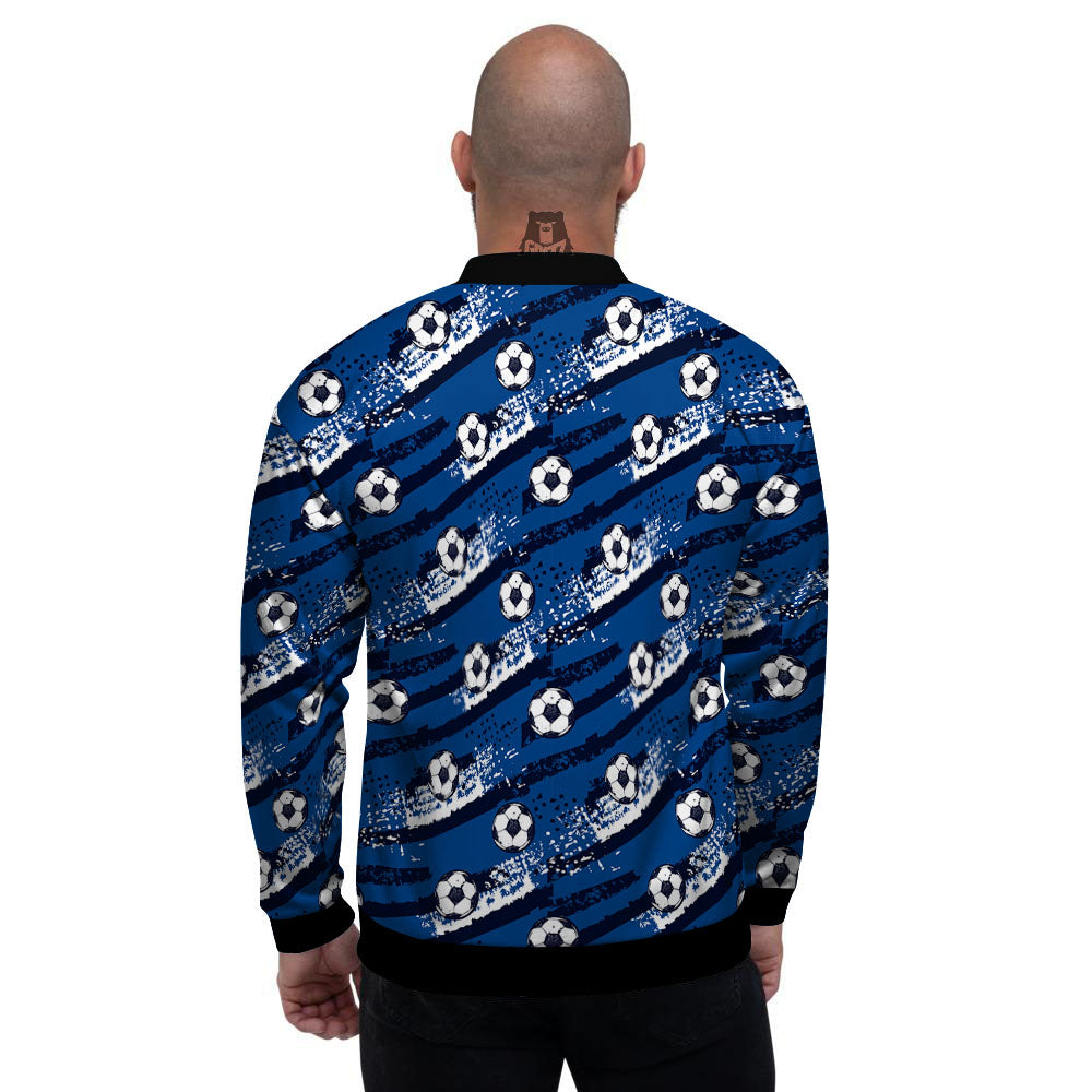 Soccer Ball Blue Print Pattern Men's Bomber Jacket-grizzshop