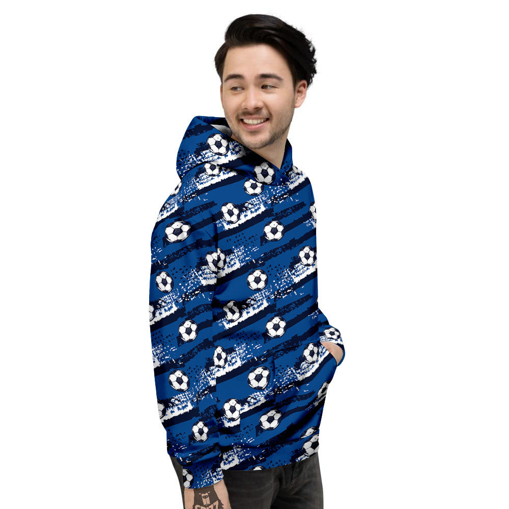 Soccer Ball Blue Print Pattern Men's Hoodie-grizzshop