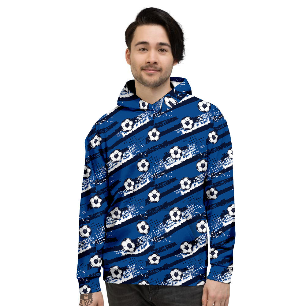 Soccer Ball Blue Print Pattern Men's Hoodie-grizzshop