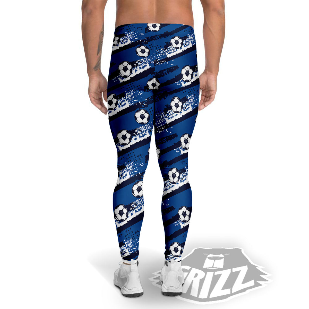 Soccer Ball Blue Print Pattern Men's Leggings-grizzshop