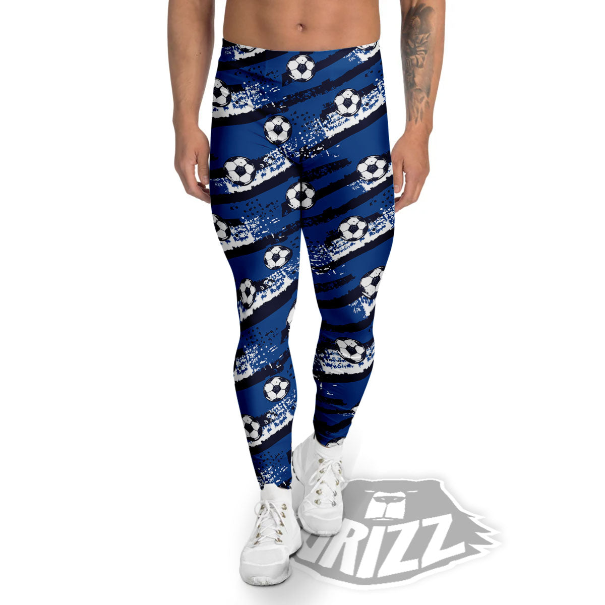 Soccer Ball Blue Print Pattern Men's Leggings-grizzshop