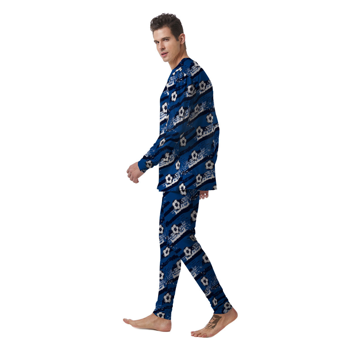 Soccer Ball Blue Print Pattern Men's Pajamas-grizzshop